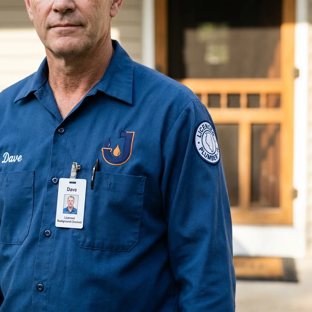 Licensed plumber showing ID badge in Stanford, CA