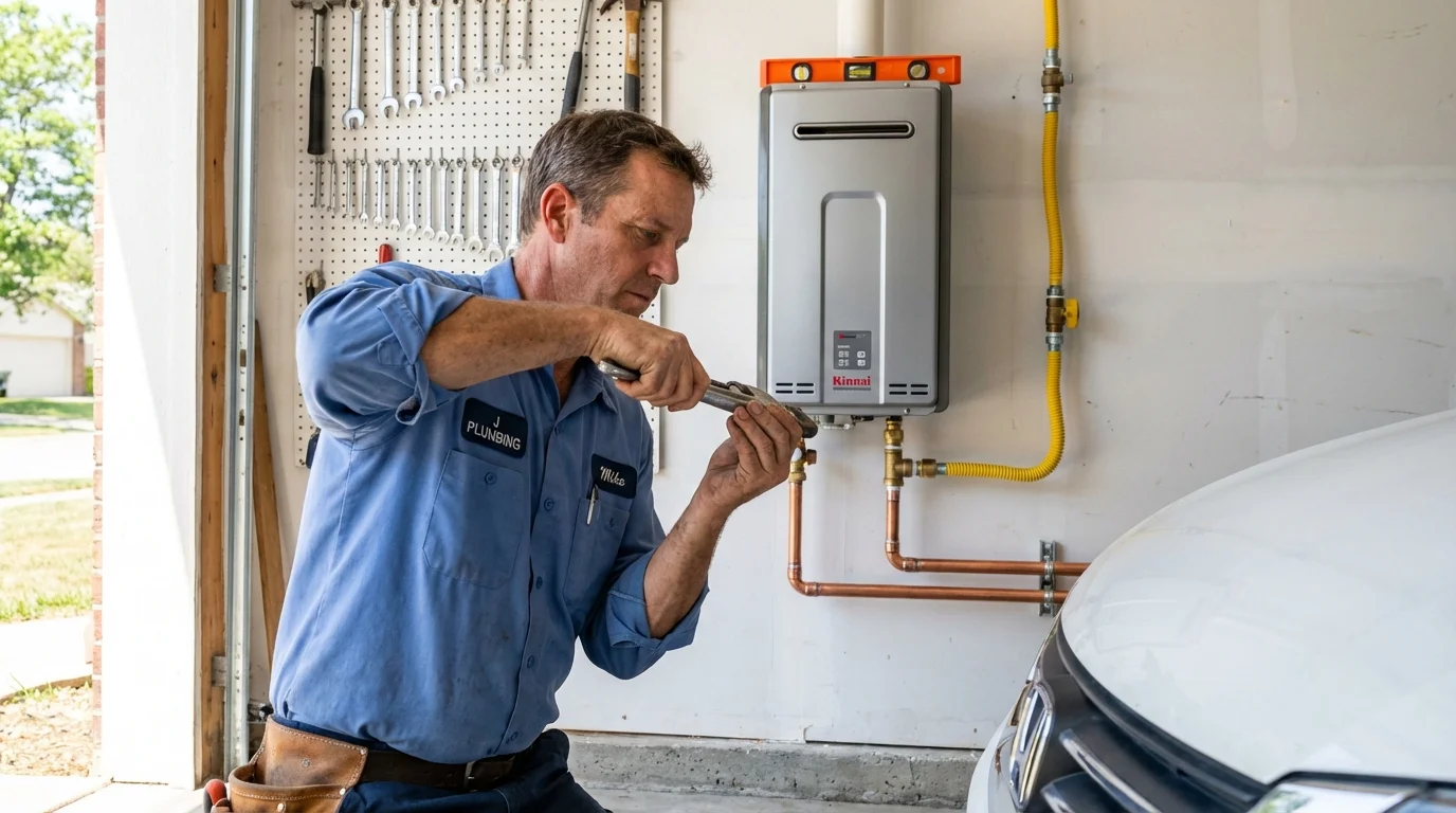 Tankless water heater installation by a Johns Plumbing LLC plumber in Stanford
